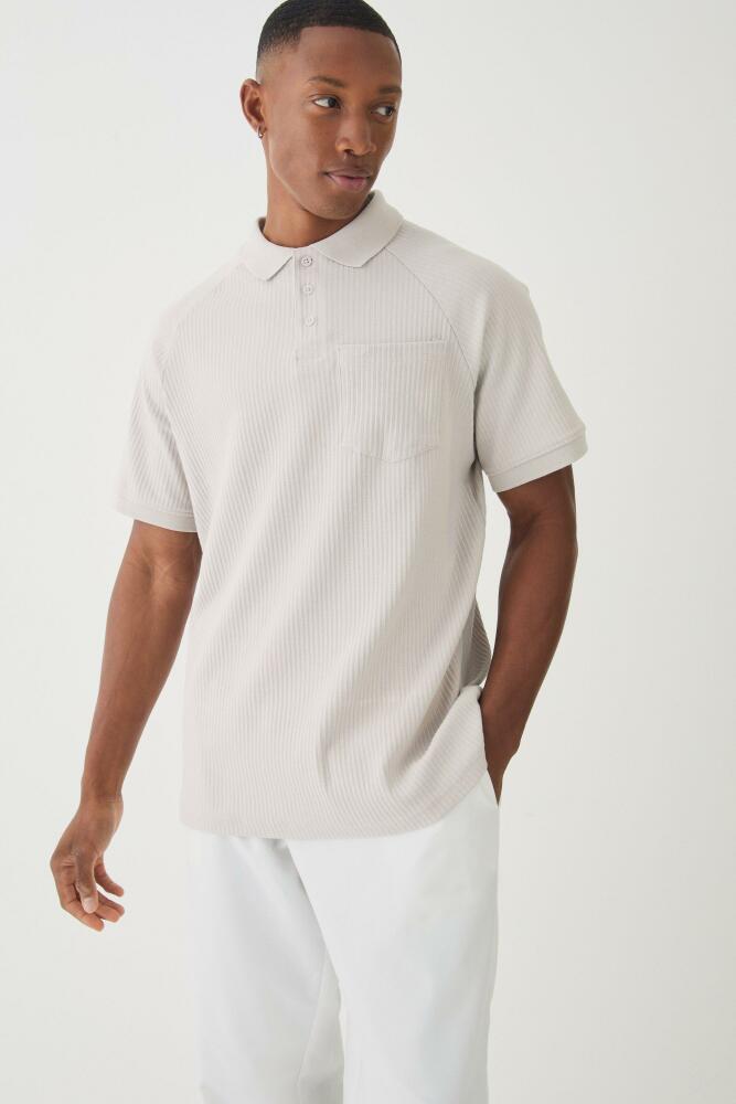 boohoo Mens Rib Jersey Knit Pocket Polo - Grey Cover