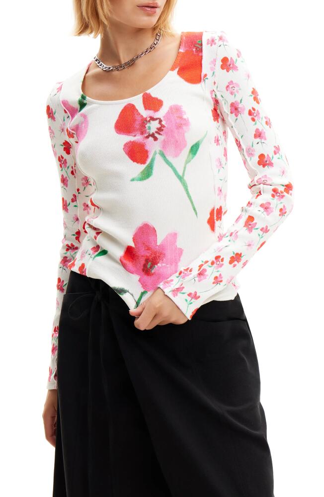 Desigual Patchwork Floral T-Shirt in White Cover