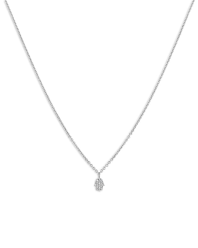 Meira T 14K White Gold Mini Diamond Hamsa Hand Pendant Necklace, 18 Cover