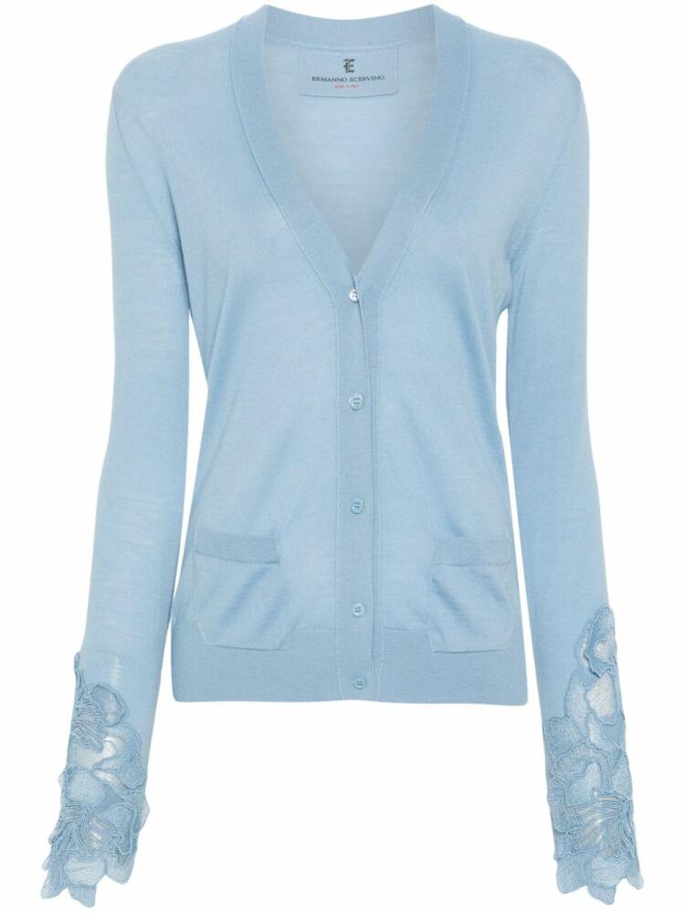 Ermanno Scervino lace-detailed cardigan - Blue Cover