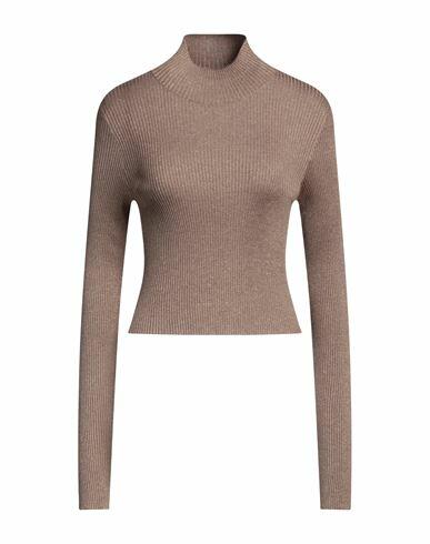 Brunello Cucinelli Woman Turtleneck Light brown Cashmere, Silk, Polyamide, Metallic Polyester Cover