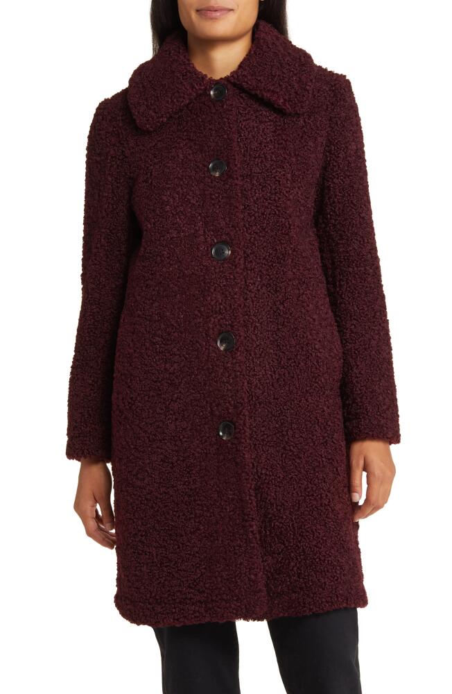 Sam Edelman Longline Teddy Fleece Coat in Burgundy Cover