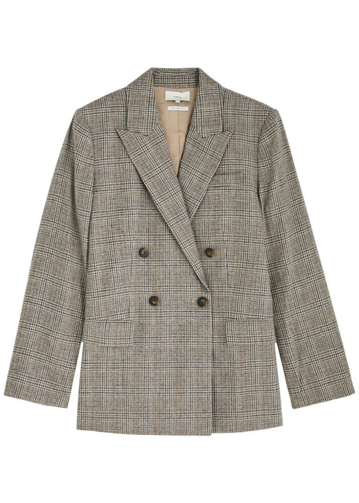 Vince Plaid Double-breasted Wool-blend Blazer - Beige Cover