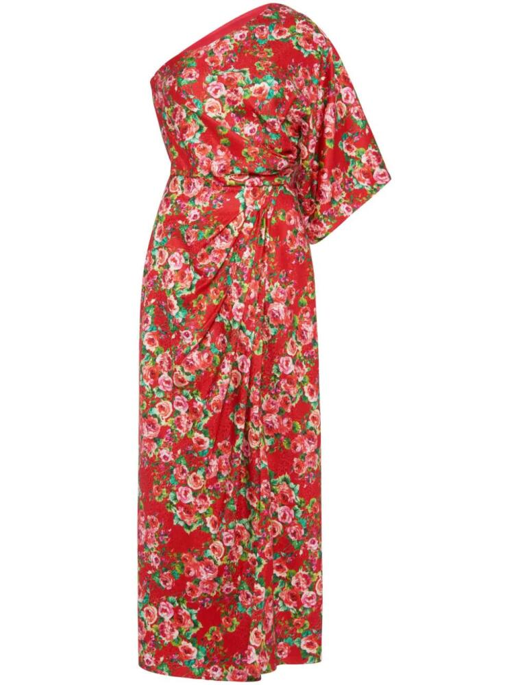 Markarian Carla rose-print draped midi dress - Red Cover