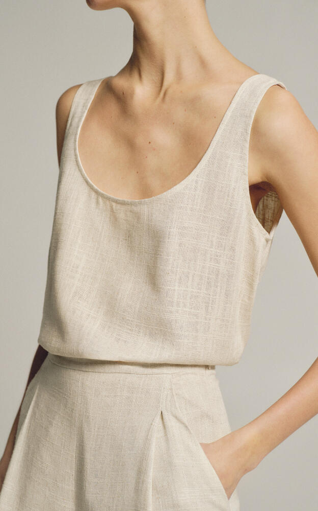 Sophie et Voila - Linen-Blend Tank Top - Neutral Cover