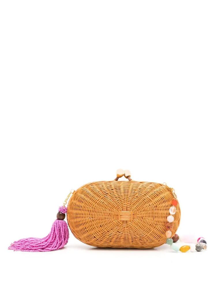 SERPUI Olivine woven clutch bag - Brown Cover