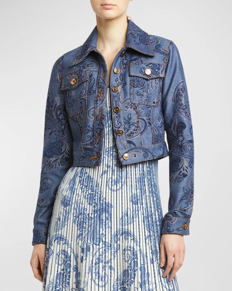 Etro Etch Paisley Denim Cropped Jacket Cover