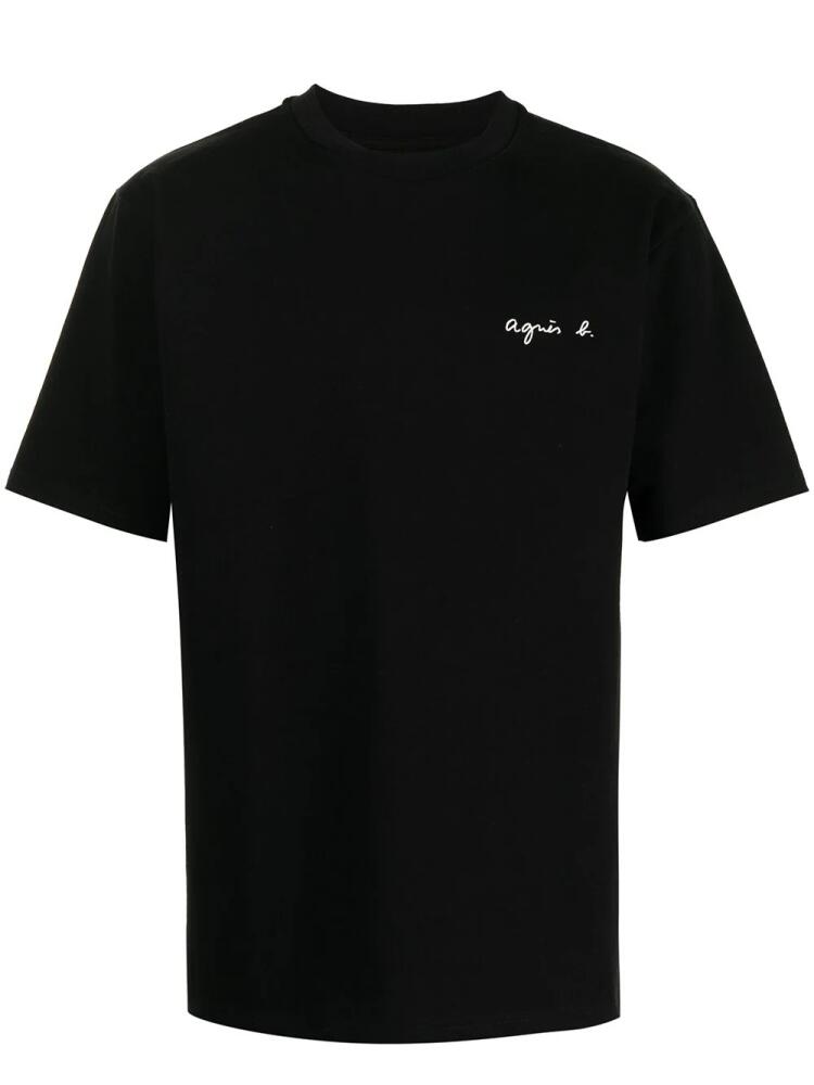 agnès b. logo-embroidered cotton T-shirt - Black Cover