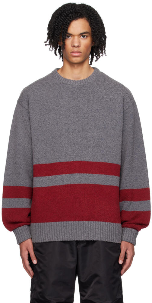 BEAMS PLUS Gray Horizontal Stripe Sweater Cover