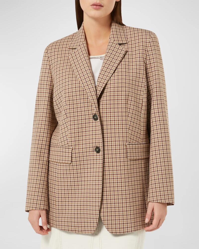 Marina Rinaldi Plus Size Michela Check-Print Button-Down Coat Cover