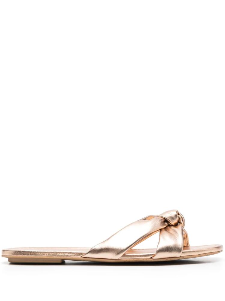 Stuart Weitzman knot-detail flat leather sandals - Gold Cover