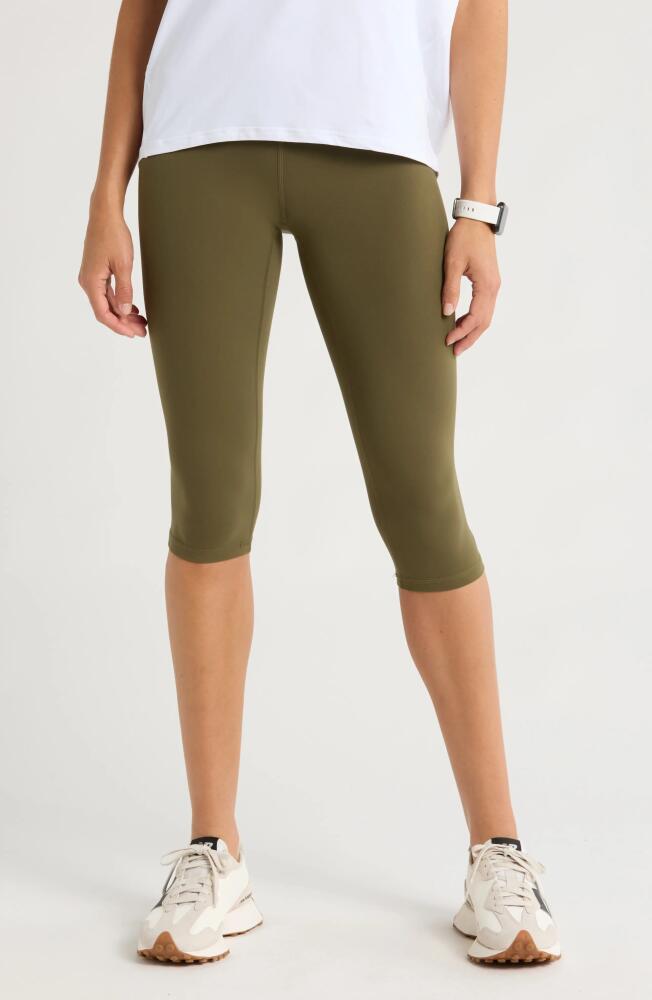 zella Studio Luxe High Waist Capri Leggings in Olive Night Cover