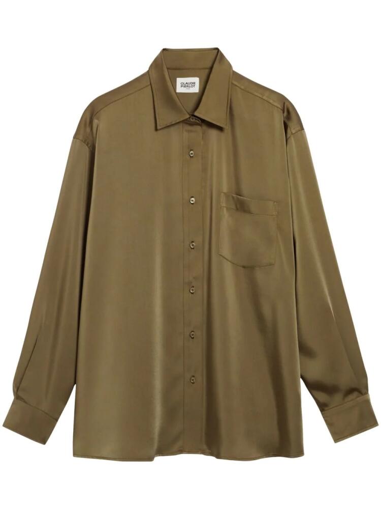 Claudie Pierlot relaxed-fit satin shirt - Green Cover