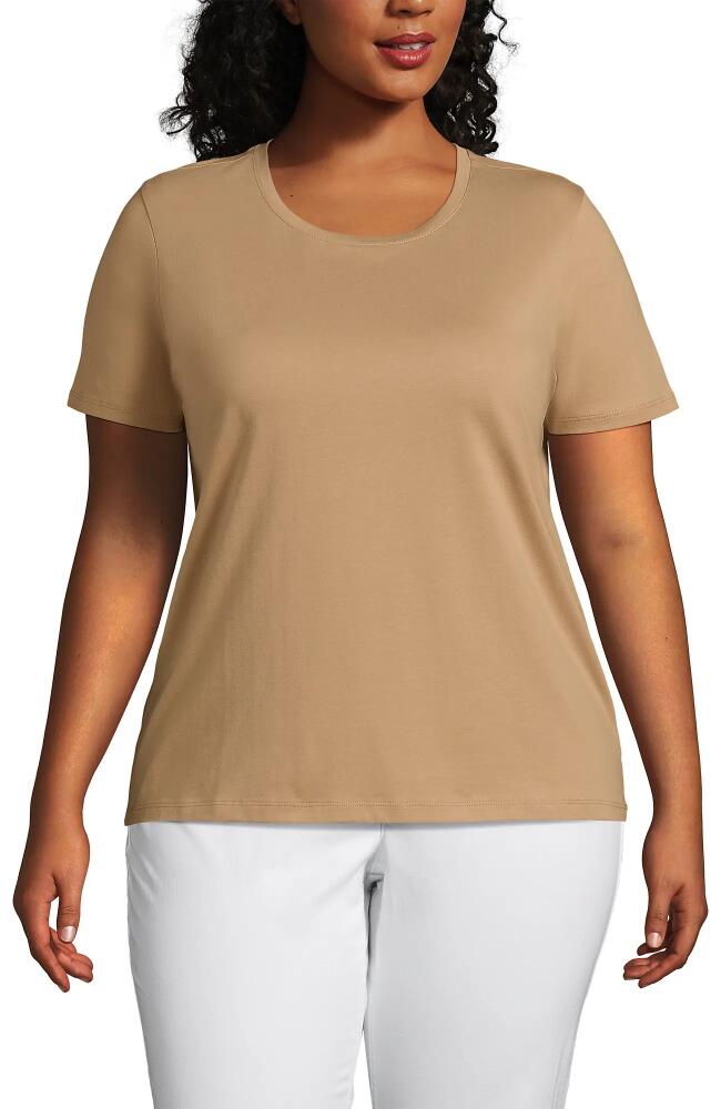 Lands' End Plus Size Relaxed Supima Cotton Crew Neck T-Shirt in Soft Nutmeg Cover