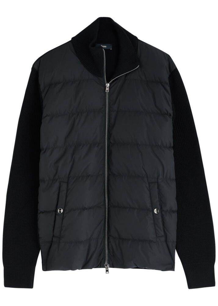 Herno Quilted Shell and Wool Jacket - Navy Cover