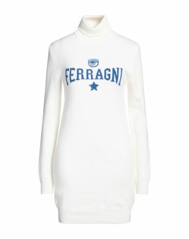 Chiara Ferragni Woman Mini dress White Wool, Viscose, Polyamide, Cashmere Cover