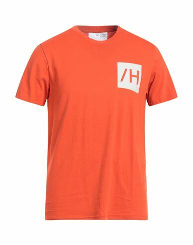 Selected Homme Man T-shirt Orange Organic cotton Cover