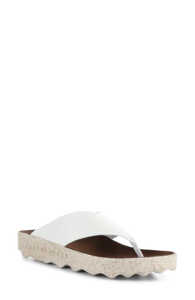 Asportuguesas by Fly London Cami Platform Flip Flop in White Eco Faux Leather Cover