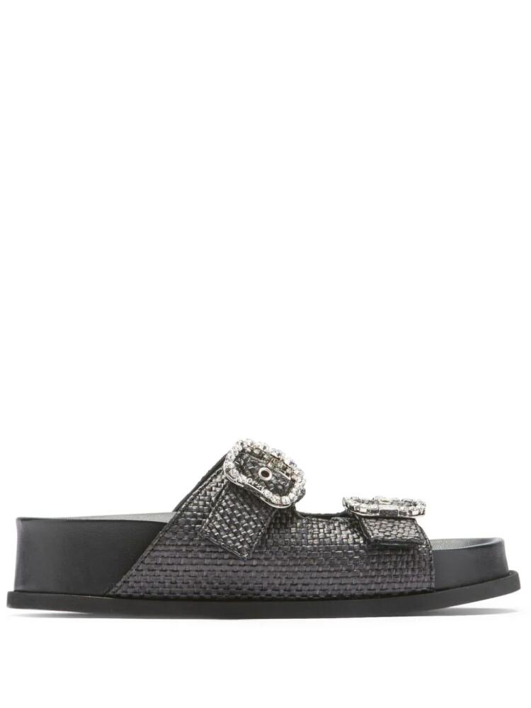 Nº21 crystal-embellished buckle woven slides - Black Cover