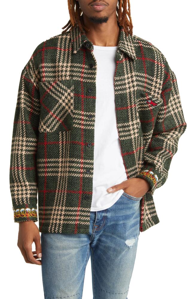 ICECREAM Big Boy Logo Embroidered Cuff Plaid Jacket Cover