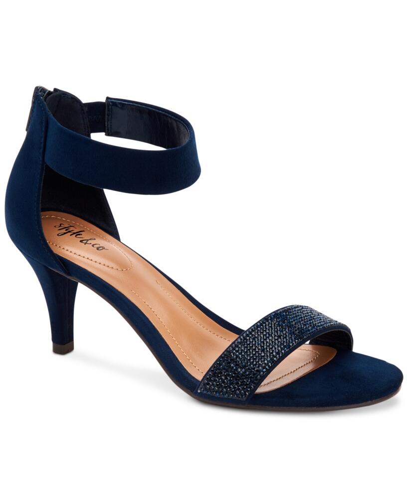 Style & Co Phillys Two-Piece Evening Sandals, Created for Macy's - Navy Micro Cover