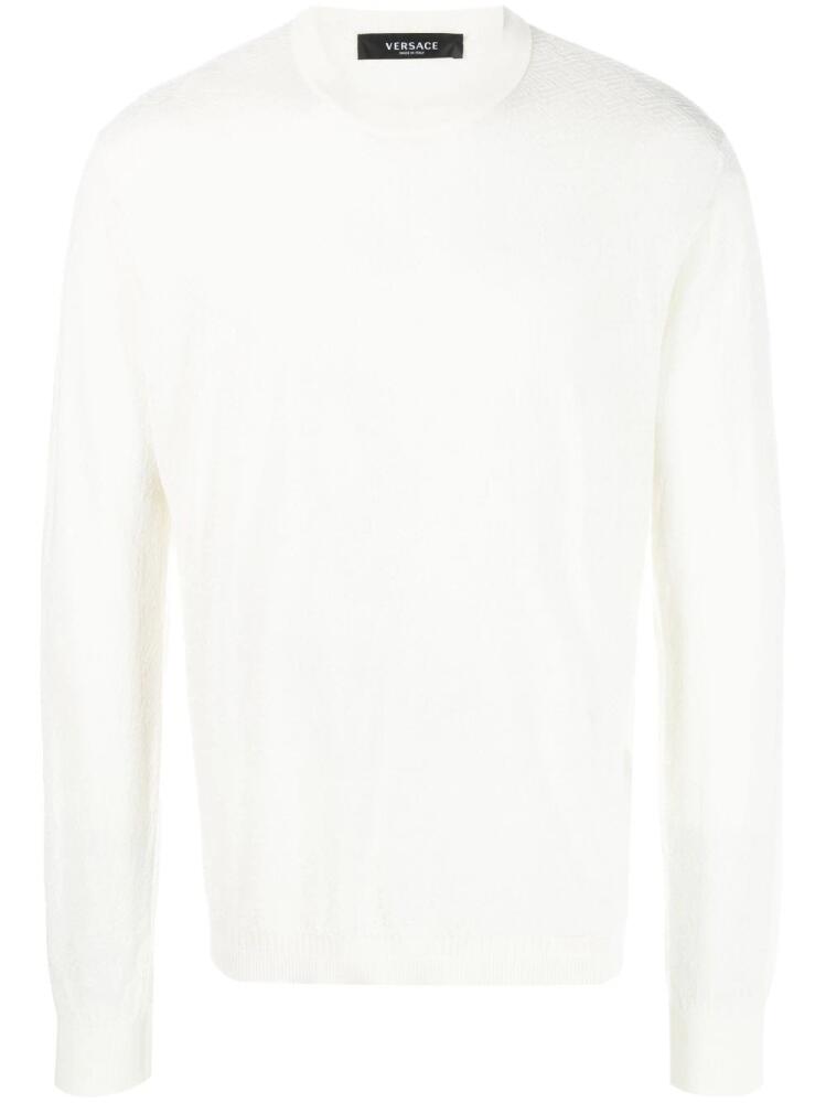 Versace La Greca cotton-silk jumper - Neutrals Cover