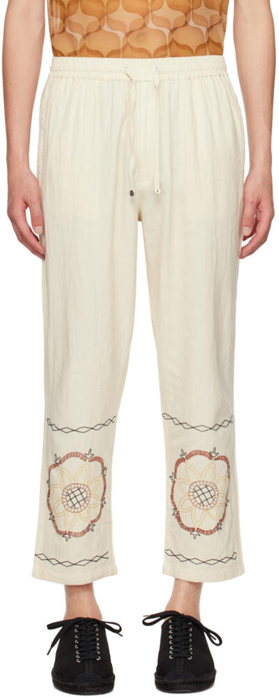 HARAGO Off-White Embroidered Trousers Cover