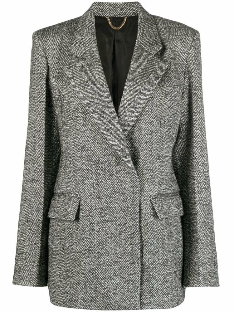 Victoria Beckham herringbone-pattern notched-lapels blazer - Black Cover