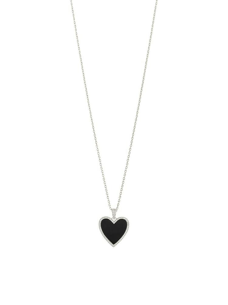 Sterling Forever Women's Tara Rhodium Plated & Black Onyx Heart Pendant Necklace Cover