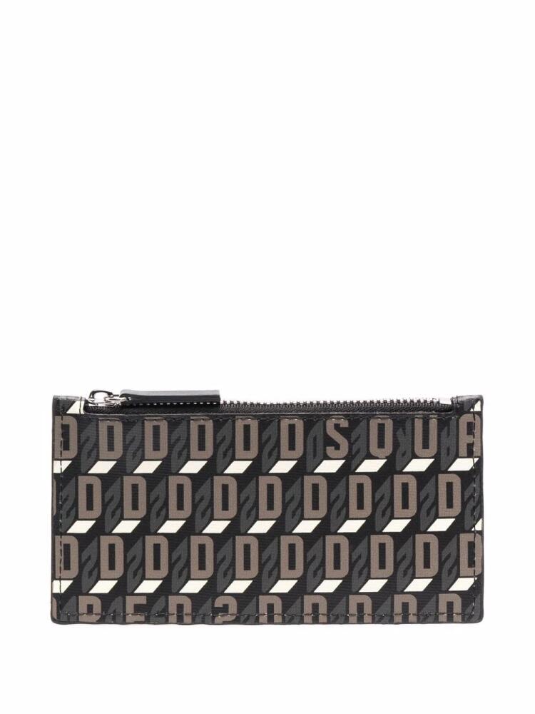 DSQUARED2 monogram-print zipped wallet - Black Cover