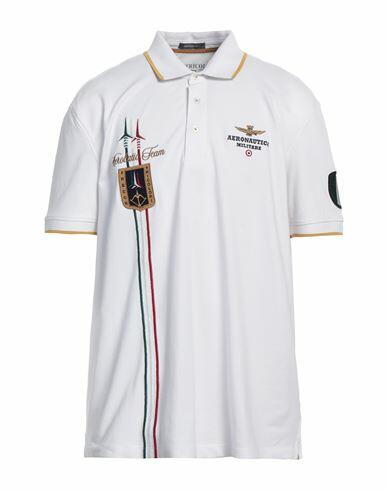 Aeronautica Militare Man Polo shirt White Cotton, Elastane Cover