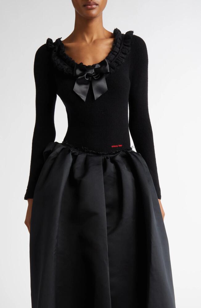 Shushu/Tong Bow Ruffle Neck Long Sleeve Rib Bodysuit in Black Cover