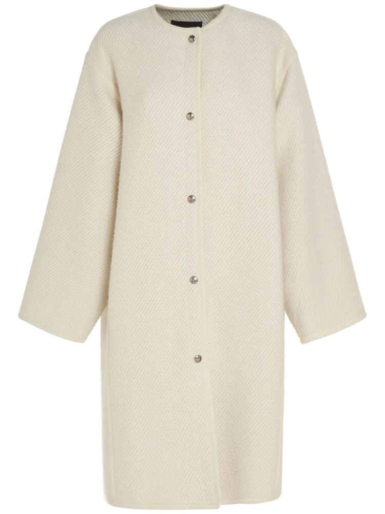 LORO PIANA Geir Collarless Silk Blend Midi Coat Cover