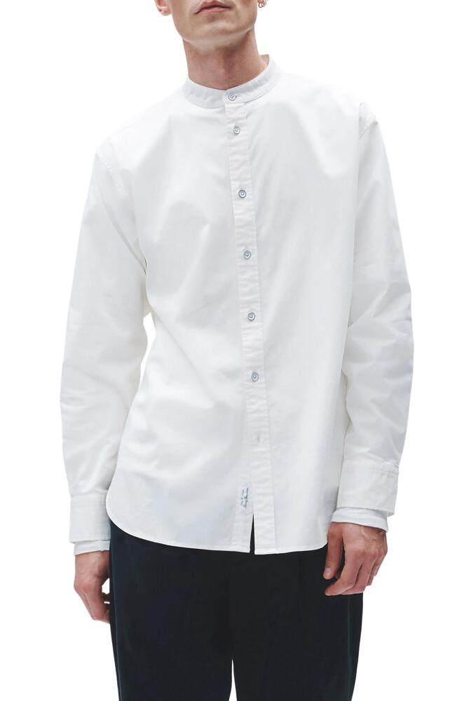 rag & bone Landon Band Collar Stretch Cotton Button-Up Shirt in Marsh Cover