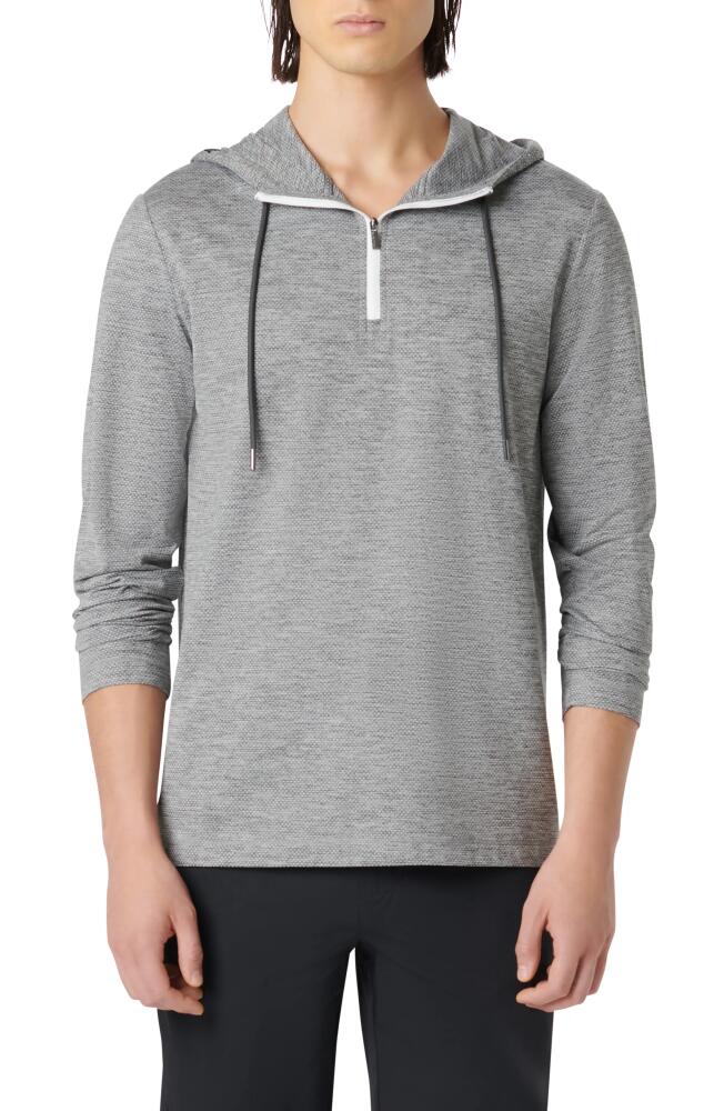 Bugatchi Quarter Zip Performance Hoodie in Heathered Black Cover