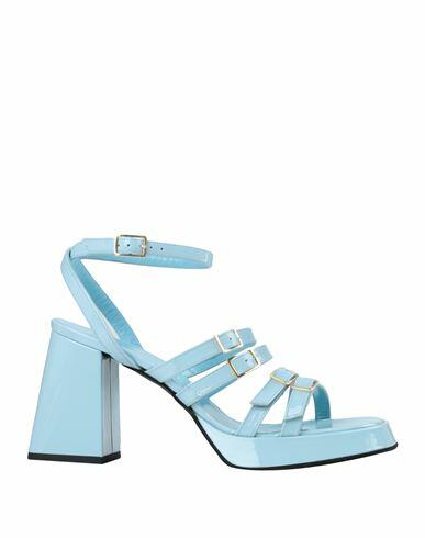 Giampaolo Viozzi Woman Sandals Sky blue Bovine leather Cover