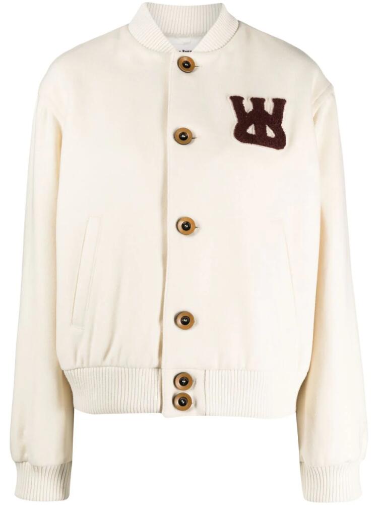 Wales Bonner logo-appliqué bomber jacket - White Cover