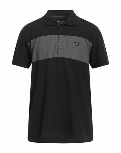 True Religion Man Polo shirt Black Cotton, Polyester Cover