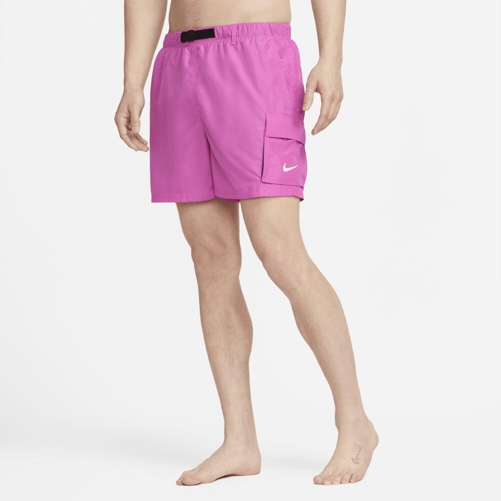 Nike Men's 5" Belted Packable Swim Trunks in Pink Cover