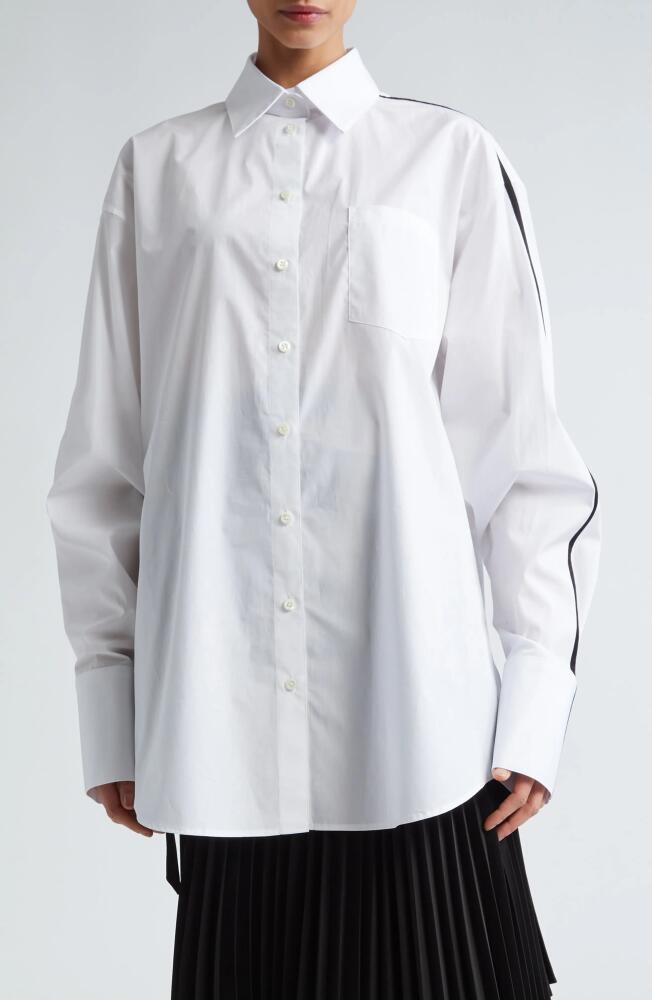 Peter Do Contrast Stripe Cotton Button-Up Shirt in White Cover