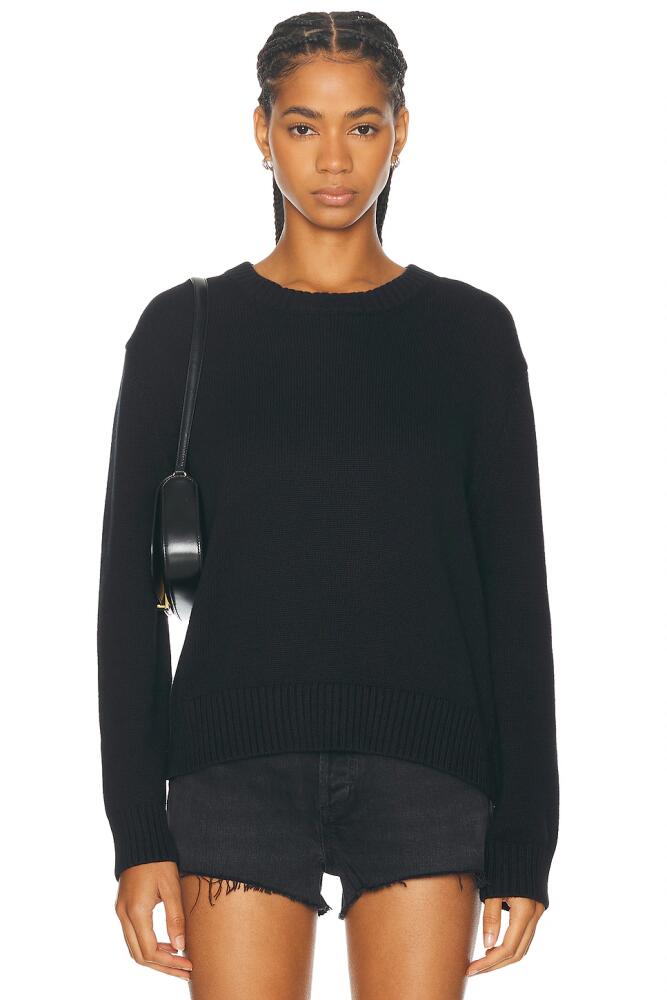 Enza Costa Cashmere Cotton Long Sleeve Crewneck Sweater in Black Cover