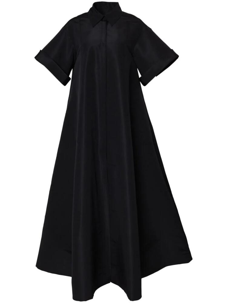 Carolina Herrera short-sleeve silk shirt gown - Black Cover