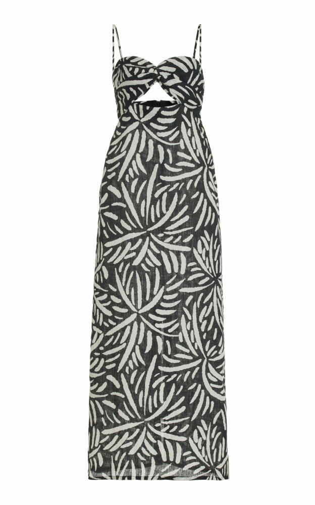 Cala de la Cruz - Apia Cutout Palm-Printed Linen Maxi Dress - Print Cover