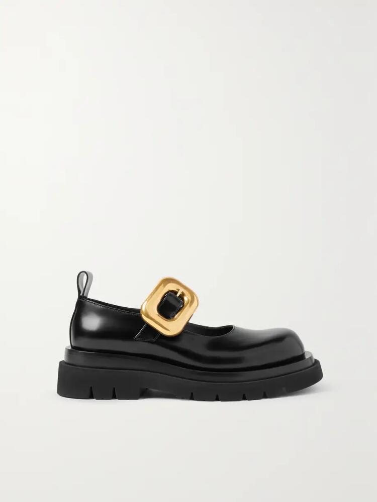 Bottega Veneta - Swell Glossed-leather Mary Jane Flats - Black Cover