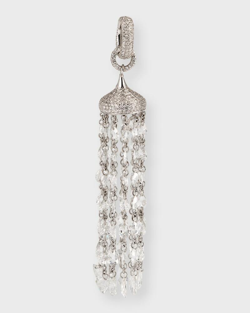 64 Facets 18k White Gold Diamond Tassel Pendant, 10.32tcw Cover