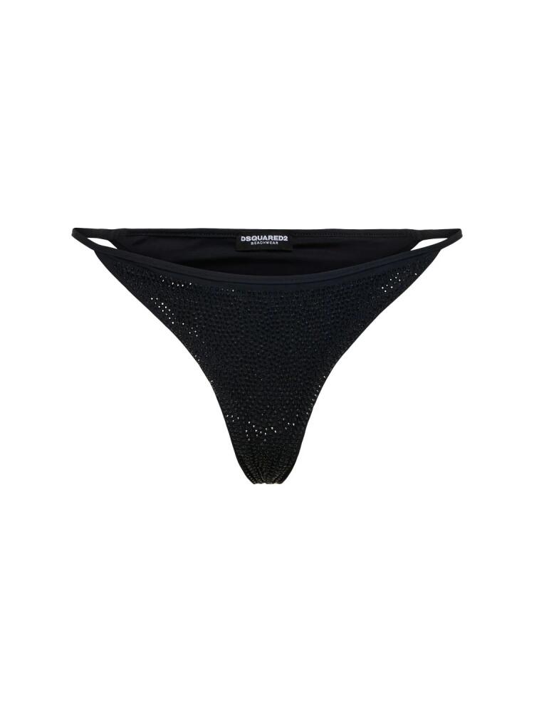 DSQUARED2 Icon Embellished Lycra Bikini Bottoms Cover