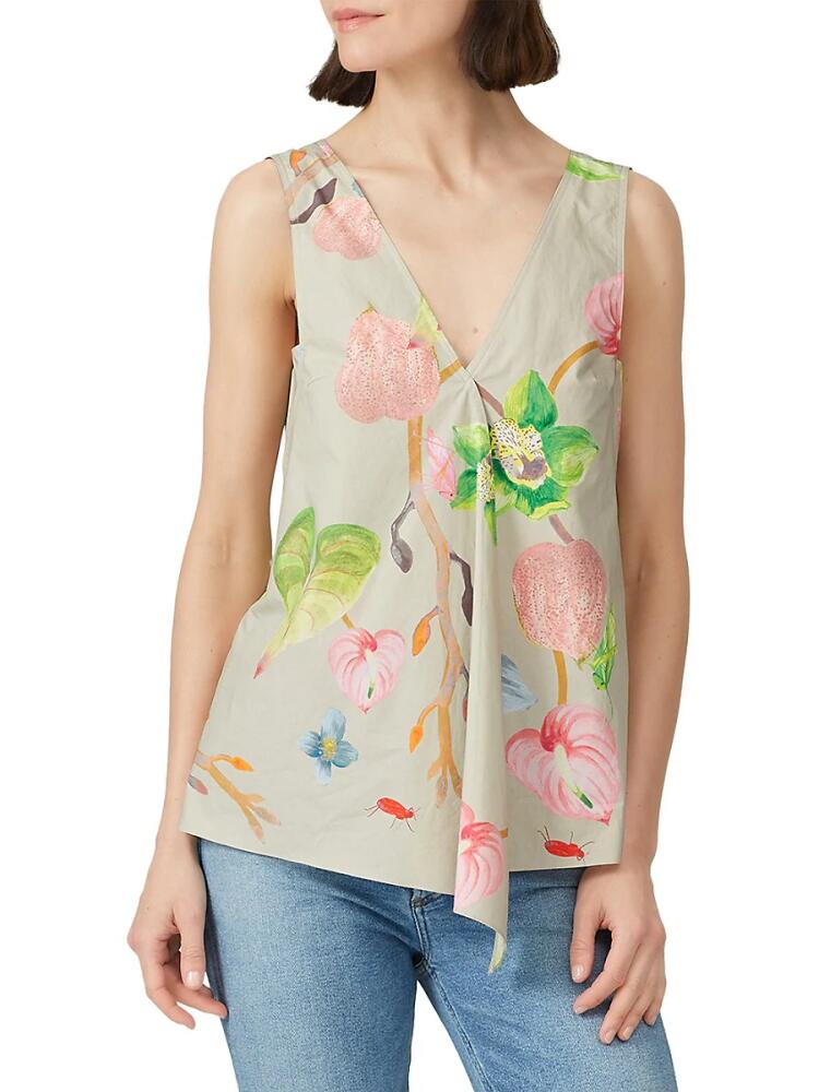 Tibi Women's Floral Poplin Top - Off White Cover