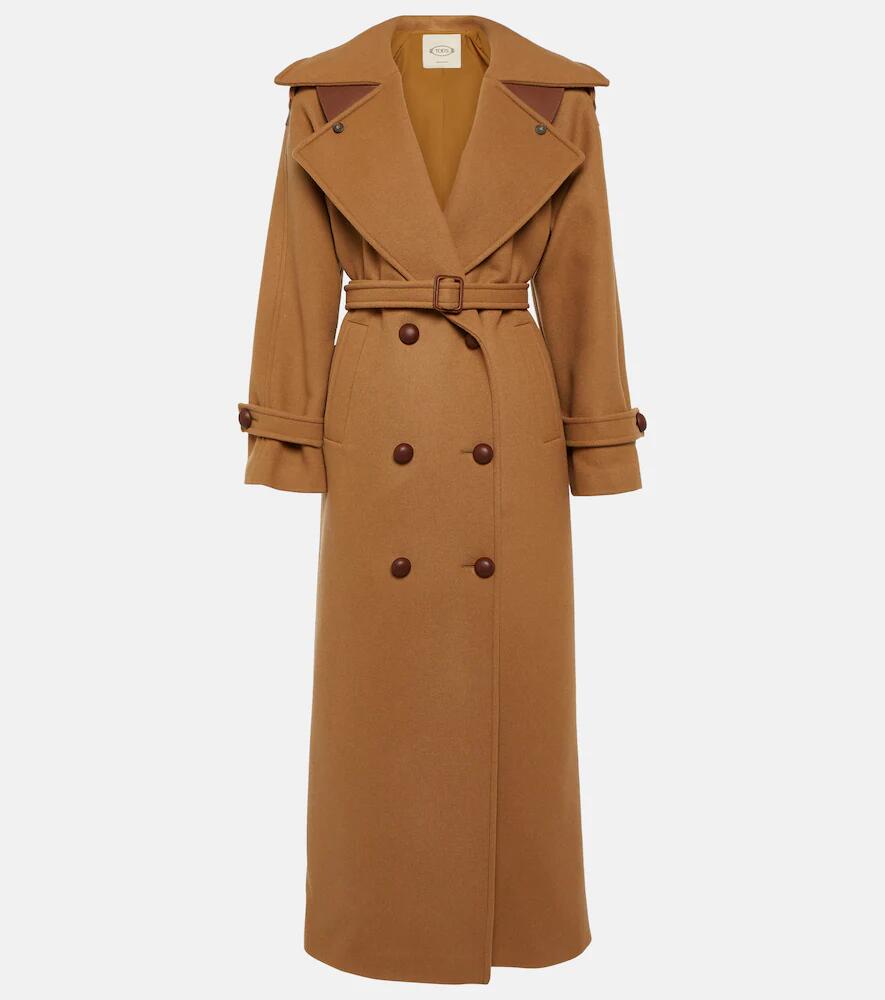 Tod's Leather-trimmed wool coat Cover