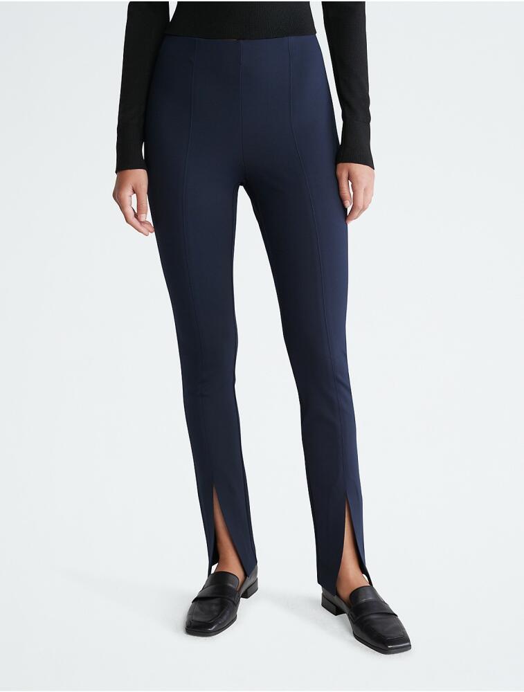 Calvin Klein Women's Open Slit Ponte Skinny Pants - Blue Cover