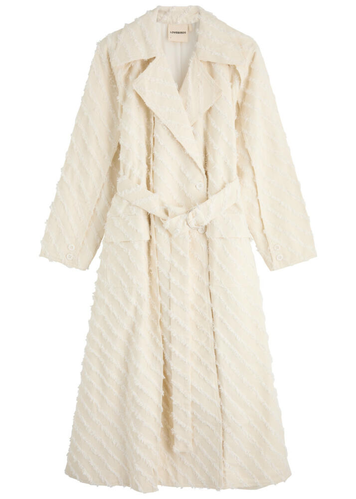 Lovebirds Frosty Frayed Wool Coat - White Cover